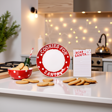 Load image into Gallery viewer, Cookies for Santa Set – Christmas Eve Plate, Milk Jug, Straw & “Dear Santa” Notepad