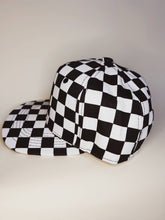 Load image into Gallery viewer, Side view of checkered kids Indy hat.
