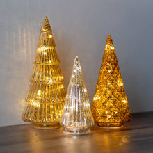 Load image into Gallery viewer, Battery-Operated Trees | Gold, Bronze & Silver Glass Trees