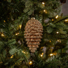 Load image into Gallery viewer, Gold Dusted Bronze Pinecone Ornament