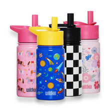 Load image into Gallery viewer, Black and White Checkered 14 oz Steel Water Bottle