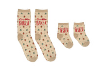 Load image into Gallery viewer, Matching Parent & Toddler Christmas Socks – “Cookie Baker & Cookie Tester” Design