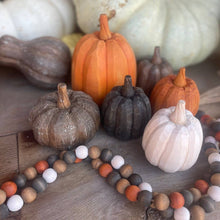 Load image into Gallery viewer, Wide Wood Carved Fall Pumpkin