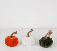 Load image into Gallery viewer, Orange Velvet Pumpkin with Golden Stem