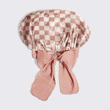 Load image into Gallery viewer, Oversized Satin Bonnet - Terracotta Checker