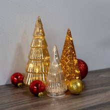 Load image into Gallery viewer, Battery-Operated Trees | Gold, Bronze & Silver Glass Trees