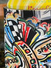 Load image into Gallery viewer, Close up of artwork on the IMS koozie. 
