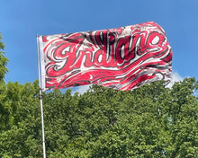 Load image into Gallery viewer, Indiana University Script Flagpole Flag 5' x 3' by Justin Patten (2 grommets)