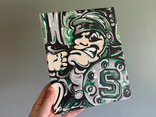 Load image into Gallery viewer, Michigan State University 8" x 10" Vintage Sparty Wrapped Canvas Print by Justin Patten