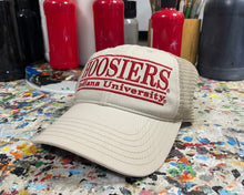 Load image into Gallery viewer, Indiana University Trucker Hat with Art Under Bill by Justin Patten (Stone)