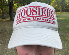 Load image into Gallery viewer, Indiana University Trucker Hat with Art Under Bill by Justin Patten (Stone)