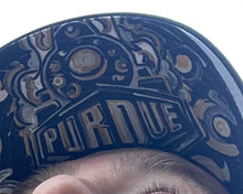 Load image into Gallery viewer, Purdue University Trucker Hat with Art Under Bill by Justin Patten (Black) (Boiler Up... Hammer Down)