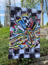 Load image into Gallery viewer, Indianapolis Motor Speedway Wing and Wheel House Flag (28"x 42" in) by Justin Patten