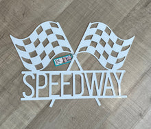 Load image into Gallery viewer, Speedway Race Flags Metal Sign | 2 Colors
