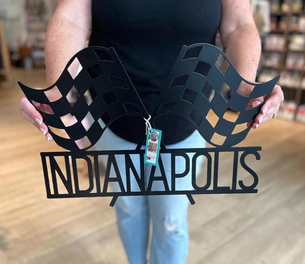 Indianapolis Race Flags Metal Sign | 2 Colors