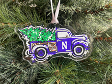 Load image into Gallery viewer, Northwestern University Wildcat Christmas Tree Truck Ornament by Justin Patten