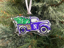 Load image into Gallery viewer, Northwestern University Wildcat Christmas Tree Truck Ornament by Justin Patten