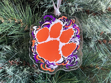 Load image into Gallery viewer, Clemson University Paw Print Ornament by Justin Patten (Clear Ornament)