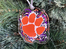 Load image into Gallery viewer, Clemson University Paw Print Ornament by Justin Patten (Clear Ornament)