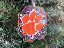 Load image into Gallery viewer, Clemson University Paw Print Ornament by Justin Patten (Clear Ornament)