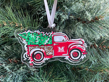 Load image into Gallery viewer, Miami University Ohio Christmas Tree Truck Ornament by Justin Patten