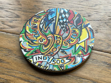 Load image into Gallery viewer, Indianapolis Motor Speedway Motion Wing and Wheel Stone Coaster by Justin Patten