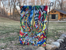 Load image into Gallery viewer, Indianapolis Motor Speedway Motion Garden Flag by Justin Patten (2025 Design)(12.5"x18.5")