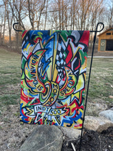Load image into Gallery viewer, Indianapolis Motor Speedway Motion Garden Flag by Justin Patten (2025 Design)(12.5"x18.5")