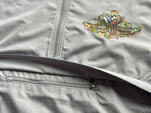 Load image into Gallery viewer, Indianapolis Motor Speedway Wing and Wheel Quarter Zip Packable Windbreaker by Justin Patten (Light Grey)