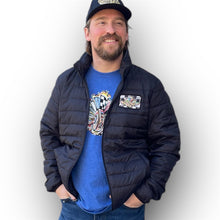 Load image into Gallery viewer, Indianapolis Motor Speedway Wing and Wheel Zip Up Packable Jacket by Justin Patten (Black)