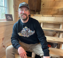 Load image into Gallery viewer, Indianapolis Motor Speedway Wing and Wheel Black Unisex Crew by Justin Patten