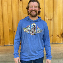 Load image into Gallery viewer, Indianapolis Motor Speedway Wing and Wheel Long Sleeve Hooded Tee by Justin Patten