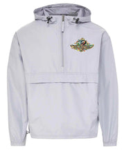 Load image into Gallery viewer, Indianapolis Motor Speedway Wing and Wheel Quarter Zip Packable Windbreaker by Justin Patten (Light Grey)