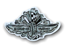 Load image into Gallery viewer, Indianapolis Motor Speedway Wing and Wheel Vinyl "Smoke" Sticker by Justin Patten