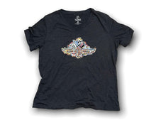 Load image into Gallery viewer, Indianapolis Motor Speedway Wing and Wheel Women's V-Neck Tee by Justin Patten (3 Colors)