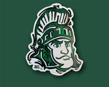 Load image into Gallery viewer, Michigan State University Sparty Face Vinyl Sticker by Justin Patten