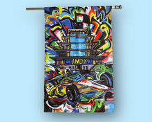 Load image into Gallery viewer, Indianapolis Motor Speedway Pagoda House Flag (28"x 42" in) by Justin Patten