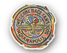 Load image into Gallery viewer, Indianapolis Motor Speedway Welcome Race Fans Vinyl Sticker by Justin Patten