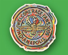 Load image into Gallery viewer, Indianapolis Motor Speedway Welcome Race Fans Vinyl Sticker by Justin Patten