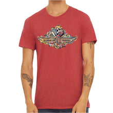 Load image into Gallery viewer, Indianapolis Motor Speedway Wing and Wheel Tee by Justin Patten (Red Heather)