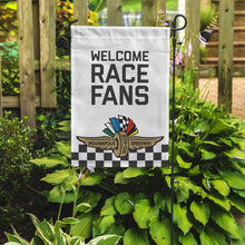 Load image into Gallery viewer, &quot;Welcome Race Fans&quot; Indianapolis Motor Speedway® Garden Flag

