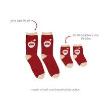 Load image into Gallery viewer, Matching Parent & Toddler Christmas Socks – Santa Claus Design