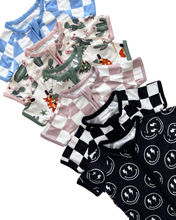 Load image into Gallery viewer, Baby Bamboo Shorty Romper | Black Checkered