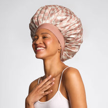 Load image into Gallery viewer, Oversized Satin Bonnet - Terracotta Checker