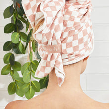 Load image into Gallery viewer, Extra Large Quick-Dry Hair Towel Wrap- Terracotta Checker