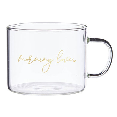 Large 16 oz clear glass mug with 