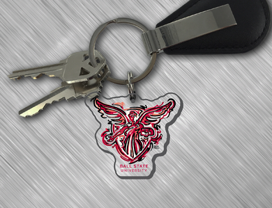 Ball State Beneficence acrylic keychain by Justin Patten