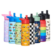 Load image into Gallery viewer, Black and White Checkered 18 oz Steel Water Bottle

