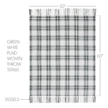Load image into Gallery viewer, Harper Plaid Green White Woven Throw 50x60
