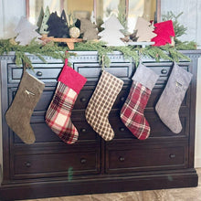 Load image into Gallery viewer, Evergreen Cord Zipper Christmas Stocking
